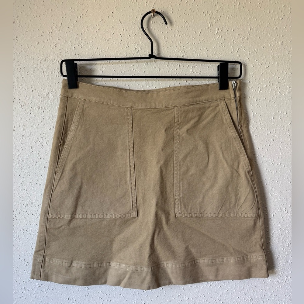 Alex Mill Utility Side Zip‎ Mini Skirt Khaki Size 2 Preppy Casual